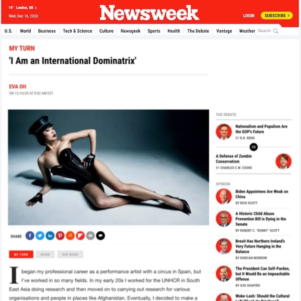 Newsweek Eva Oh International Dominatrix